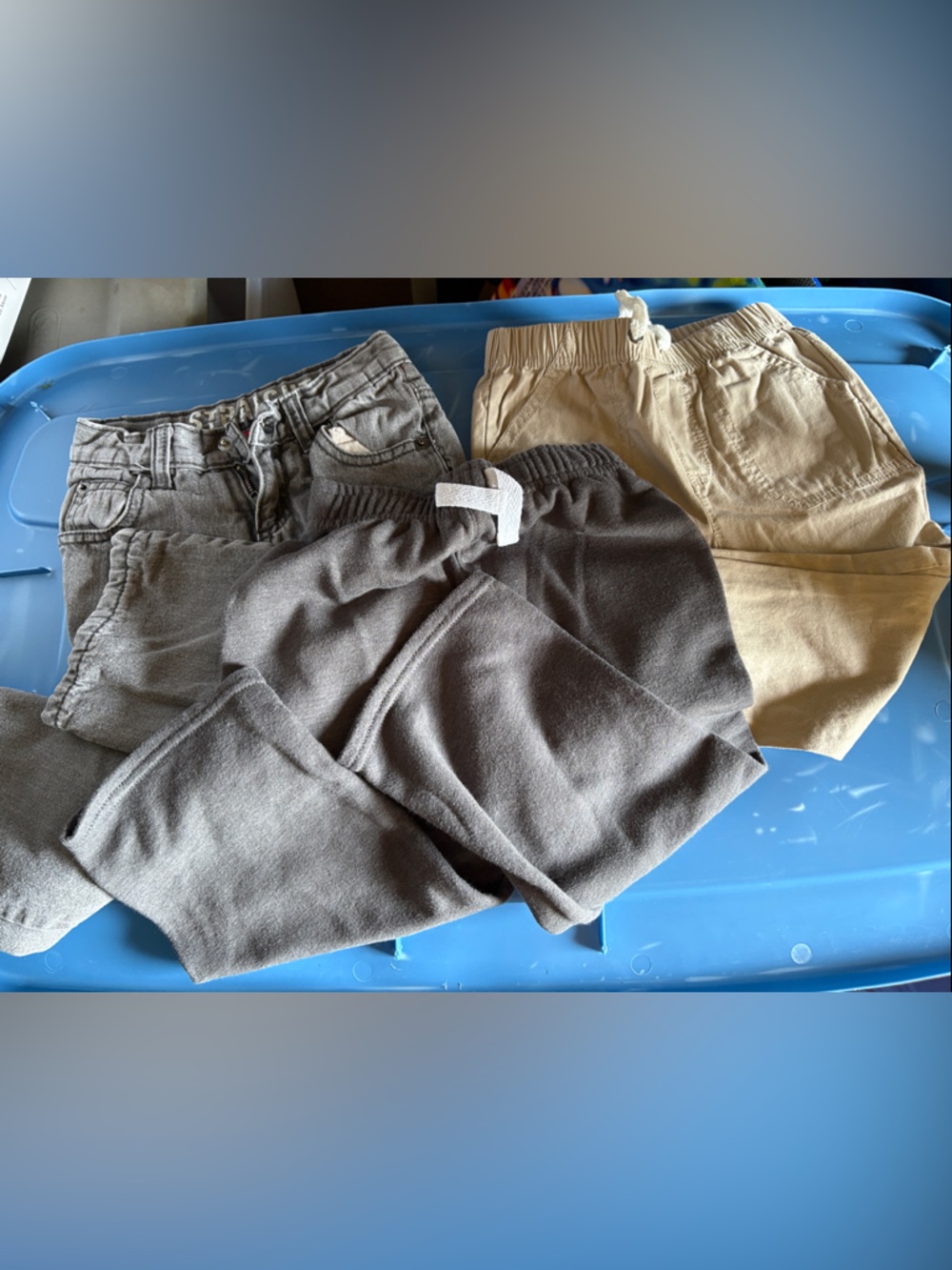 Kids Cotton Pull-On Shorts and Joggers - Gray & Tan